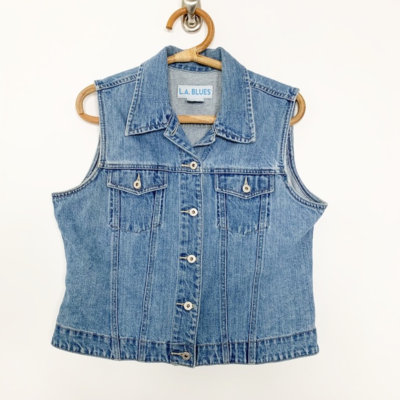 L.A. Blues Jackets & Blazers - L.A. Blues Denim Button-up Vest Mid Wash XL #2804 L.A. Blues Jackets & Blazers - L.A. Blues Denim Button-up Vest Mid Wash XL #2804